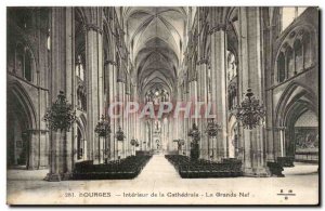 Old Postcard Bourges Interior of the Cathedral La Grande Nef