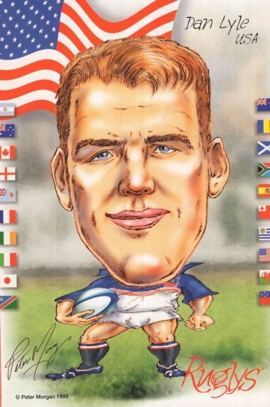 Dan Lyle USA United States 1999 Rugby Team Rare Artist Signed Postcard