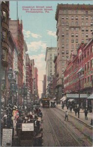 Postcard Chestnut Street West from Eleventh Street Philadelphia PA