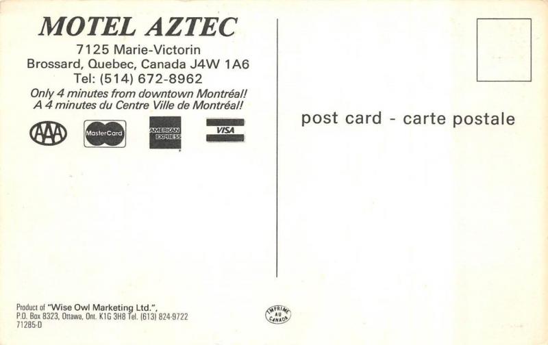 BROSSARD, Quebec Canada  MOTEL AZTEC  Teeter-Totters  ROADSIDE  Chrome Postcard