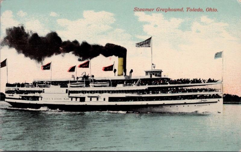 Toledo OH Steamer Greyhound Progressive News c1911 Postcard E31