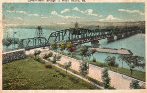 Vintage Postcard 1910's Government Bridge To Rock Island ILL. Illinois