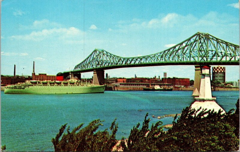 Montreal PQ Canada Jacques Cartier Bridge Postcard VTG UNP Plastichrome Vintage 