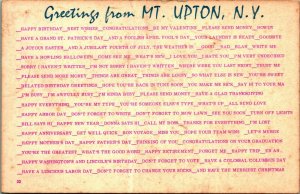 Comic Checklist Greetings Mount Upton New York NY UNP DB Pos Card Postcard E7