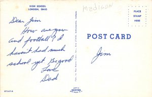 London Ohio 1950-60s Postcard High School 