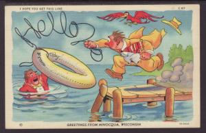 Greetings From Minocqua,WI,Comic Postcard