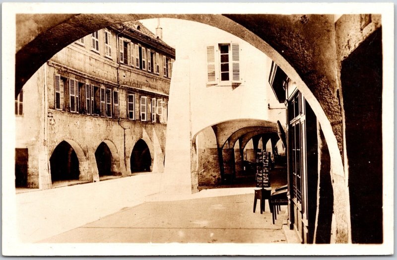 Annecy Vieux Quartier Les Arcades France Arch Entrance Real Photo RPPC Postcard