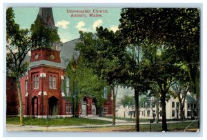 1912 View Of Universalist Church Auburn Maine ME Posted Antique Postcard