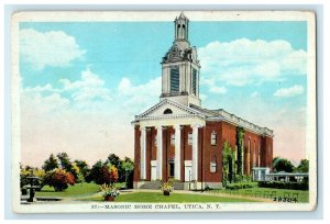 c1920's View Of Masonic Home Chapel Utica  New York NY Vintage Postcard 