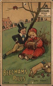 Drugs Advertising Beecham's Pills Tom Browne Comic Kids Picnic c1910 Postcard