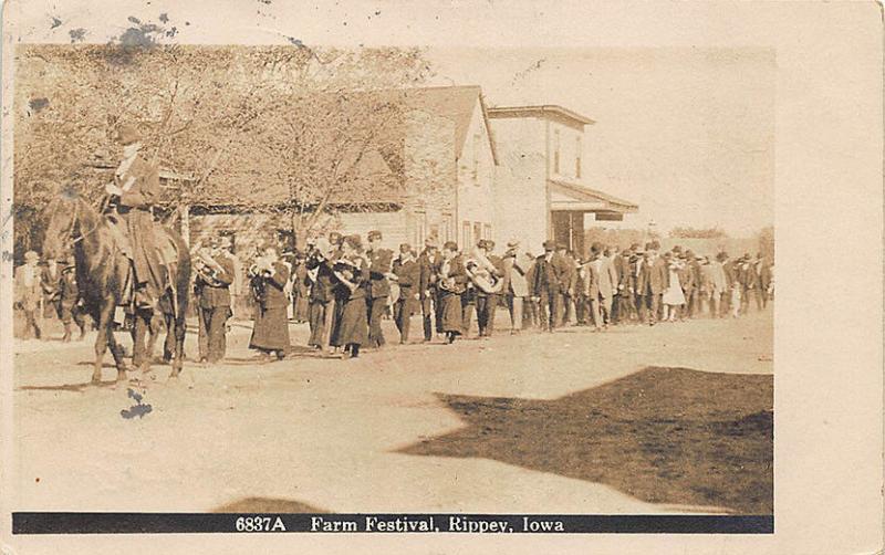 Rippey IA Farm Festival Parade Musical Instruments Horse RPPC Postcard