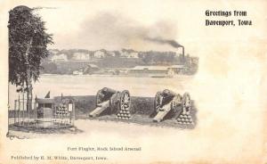 Davenport Iowa Rock Island Arsenal Fort Flagler Antique Postcard K97331