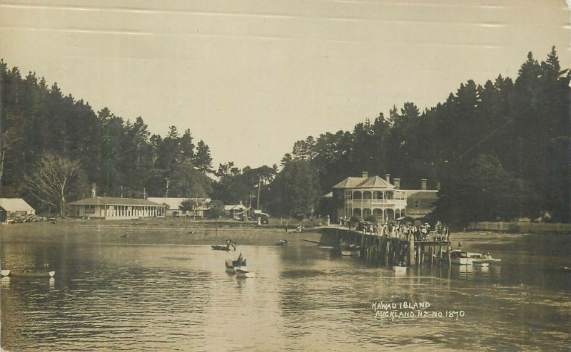 New Zealand Kawau Island Auckland real photo postcard pier 1919