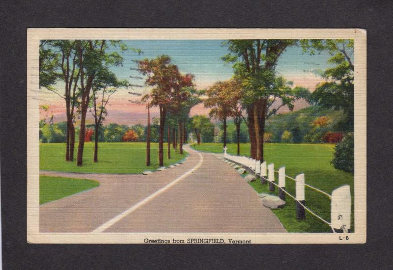 VT Greetings From Springfield VERMONT Linen Postcard PC Carte Postale