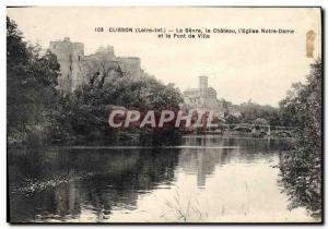 Old Postcard The Sevre Clisson Chateau & # 39Eglise the Notre Dame and the ci...