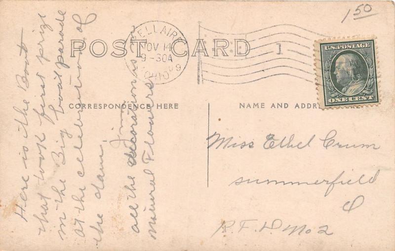 E77/ Bellaire Ohio RPPC Postcard Belmont County 1909 Meane Business Boat