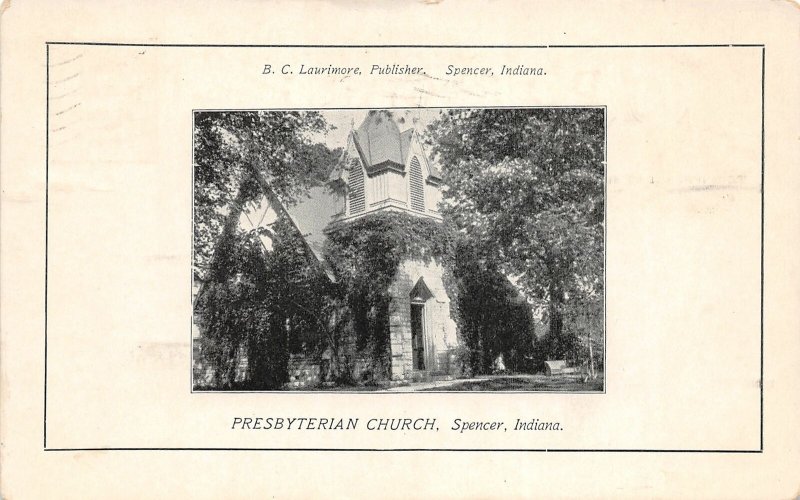 F60/ Spencer Indiana Postcard 1910 Laurimore Presbyterian Church 