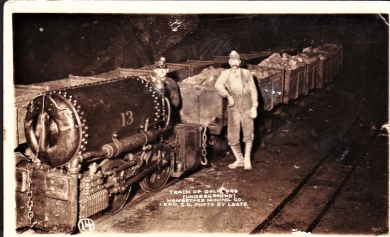 Mining Gold ore train in Lead S.D. RPPC