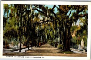 Postcard CEMETERY SCENE Savannah Georgia GA AK5529