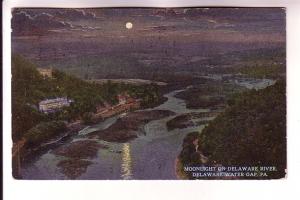 Moonlight on Delaware River, Delaware Water Gap, Pennsylvania, JF Kirkton