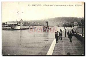 Old Postcard Honfleur L & # 39Entree Harbor at the time of Maree Boat