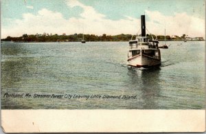 Vtg 1900s Steamer Forest City Little Diamond Island Portland Maine ME Postcard