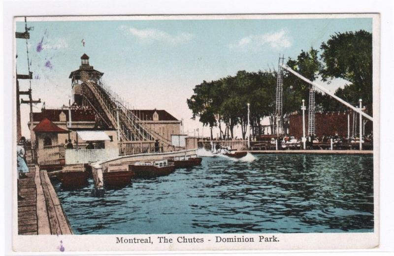Chutes Dominion Amusement Park Montreal Canada postcard