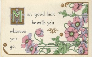 Beautiful Motto Card May Good Luck be with You Wherever You Go 1911