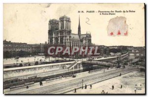 Old Postcard Panorama of Paris Banks of the Seine at Notre Dame