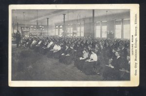 QUINCY ILLINOIS GEM CITY BUSINESS COLLEGE INTRIOR CLASS VINTAGE POSTCARD 1908