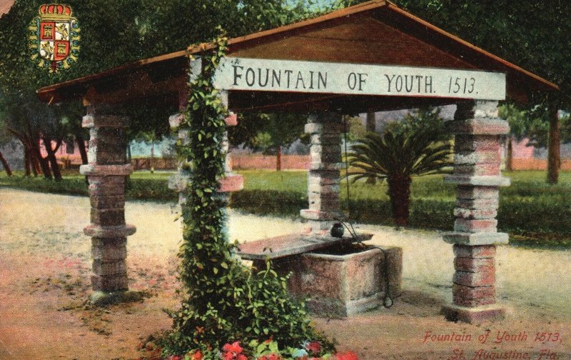 Vintage Postcard 1909 Fountain Of Youth Where Ponce De Leon Drank St. Augustine