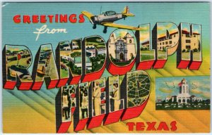 x2 LOT c1940s Greetings Randolph Field / Camp Hood Texas Linen Army Base TX A146