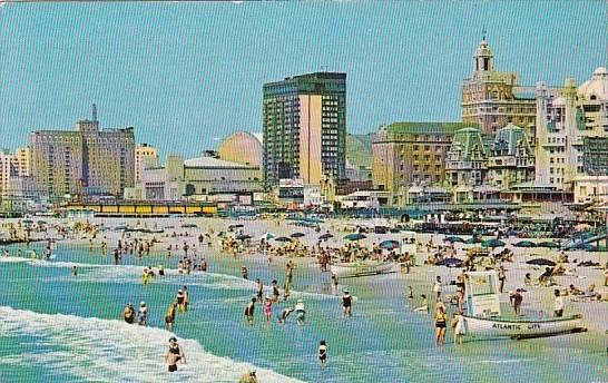 New Jersey Atlantic City Famous Beach And Skyline 1971