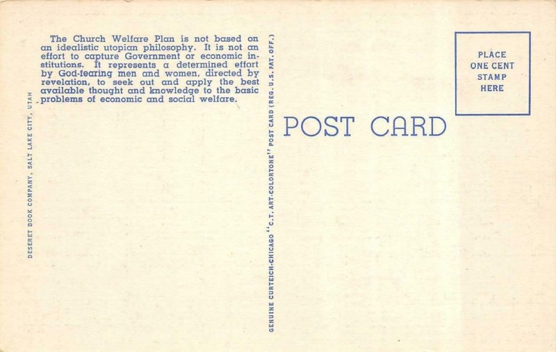 SALT LAKE CITY, UT Utah MORMON WELFARE PROGRAM~Central Warehouse c1940s Postcard