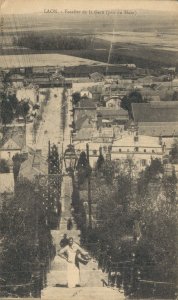 France Laon Escalier de la Gare Vintage Postcard 08.40