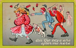 ALL THE BOYS ARE AFTER ME HERE~1910 BRITISH COMIC BAMFORTH POSTCARD 