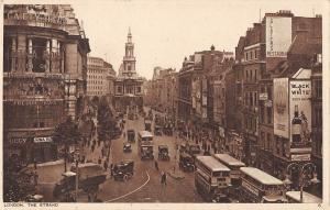 uk2435 the strand cars bus double decker london real photo  uk