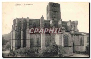 Old Postcard the Cathedral Lodeve