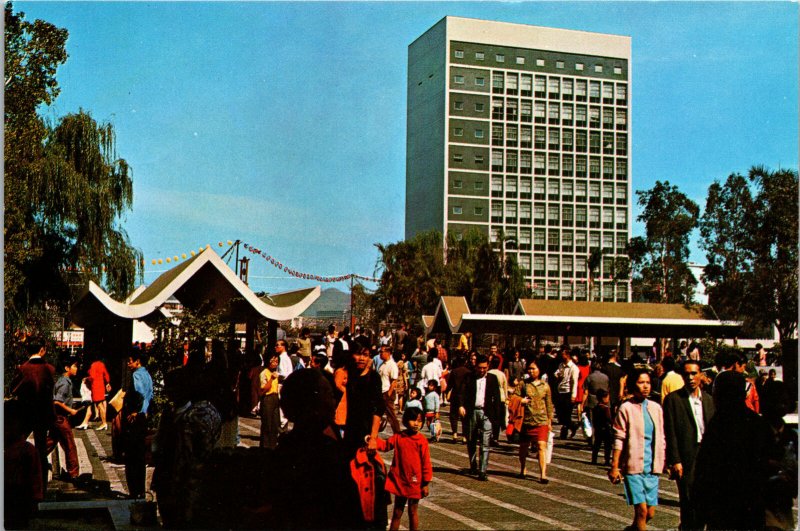 Hong Kong City Hall and Statue Square Postcard used 1970s