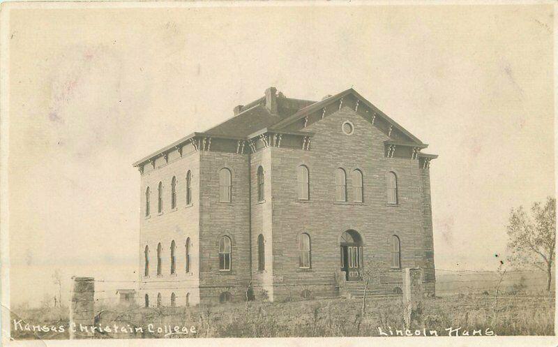 Christian College Lincoln Kansas 1908 RPPC Photo Postcard Moore Nutter 5676