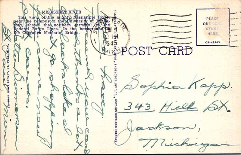 Postcard BRIDGE SCENE St. Paul Minnesota MN AN9623