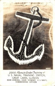 RPPC U.S. Naval Training Station, Great Lakes, IL Navy WWII 40s Vintage Postcard