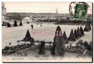 Postcard Old Saint Cloud Park panoramic view of Paris Eiffel Tower