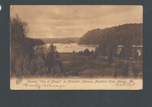 Post Card Ca 1909 Bangor ME Penobscot River W/Steamer City Of Bangor