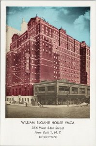 New York NY William Sloane House YMCA West 34th St. Unused Postcard G62