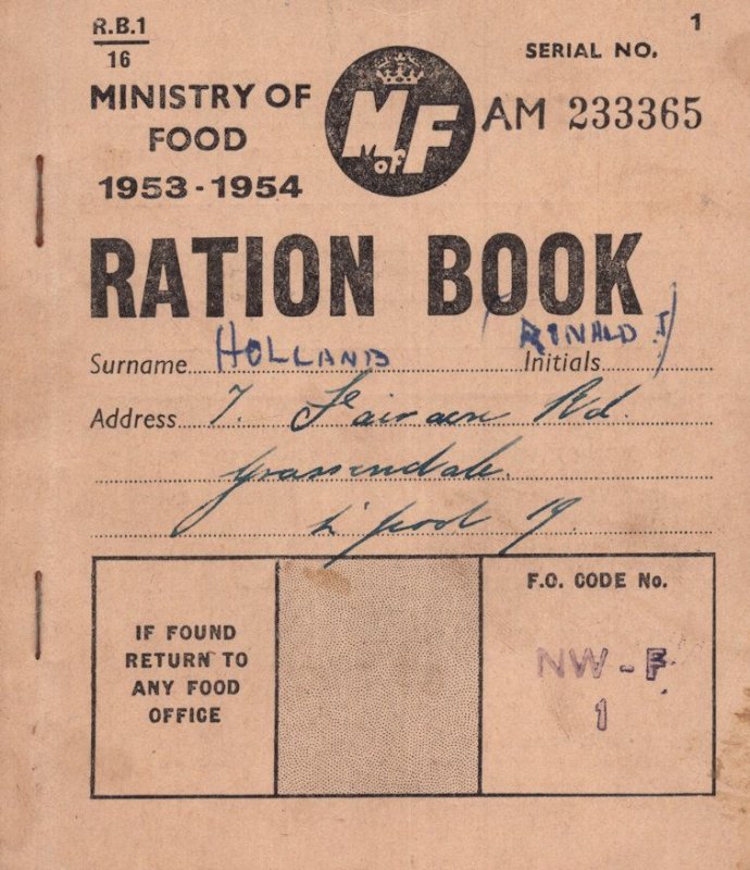 Ministry of Food 1953 Liverpool Ration Book