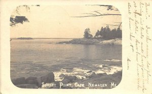 Cape Newagen ME Sunset Point in 1906 Real Photo Postcard