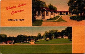 Linen Postcard Shady Lawn Cottages in Oakland, Iowa