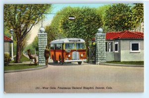 Bus West Gate Fitzsimons General Hospital Denver CO Colorado Postcard (DP1)