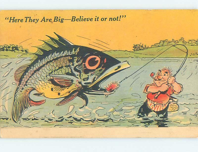Linen-Like comic exaggeration HUGE FISH CAUGHT WHILE FISHING HL3527 | Topics - Cartoons & Comics - Cartoons, Postcard / HipPostcard Linen-Like comic exaggeration HUGE FISH CAUGHT WHILE FISHING HL3527 | Topics - Cartoons & Comics - Cartoons, Postcard / HipPostcard